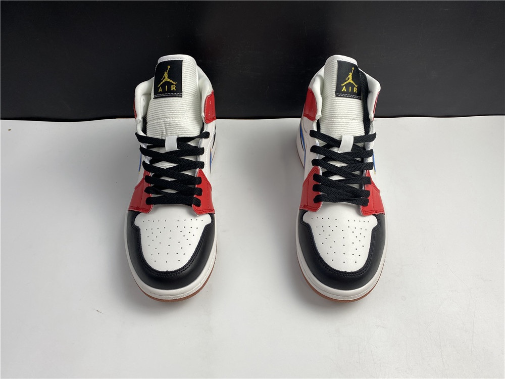 Air Jordan 1 Mid Sail Red Blue Gold